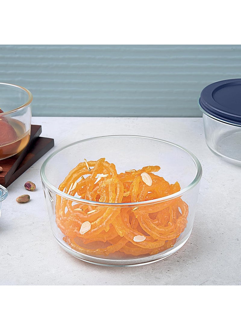 La Opala La Opala Cook Serve Store 100% Borosilicate Glass Storage Container | Simply Store with Silicon Lid | Round 950 ml | Microwave & Oven Proof | Dishwasher & Freezer Proof | Durable | Transparent  - Image 1