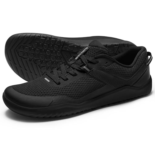 AIRHAS Mens Zero Drop Barefoot Shoes Anatomical Tox Box Sneakers for Men Gym Workout Cross Training Shoes(Black,10.5) - Image 1