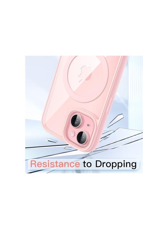 جي تيك حافظة JETech المغناطيسية لهاتف iPhone 15 مقاس 6.1 بوصة متوافقة مع MagSafe، غطاء ممتص للصدمات للهاتف، إطار TPU بلون سادة غير لامع، ظهر شفاف مضاد للخدش (وردي) - Image 4