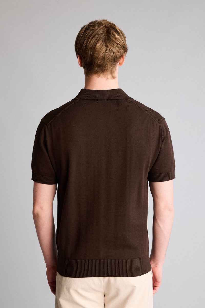 DeFacto Brown Man Short Sleeve Polo Shirt Casual - Image 5