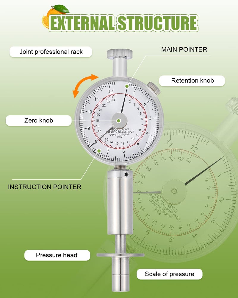NEWTRY GY-3 Fruit Firmness Penetrometer Sclerometer Fruit Hardness Tester for Determining The Maturity Level of Fruit (GY-3) - Image 2