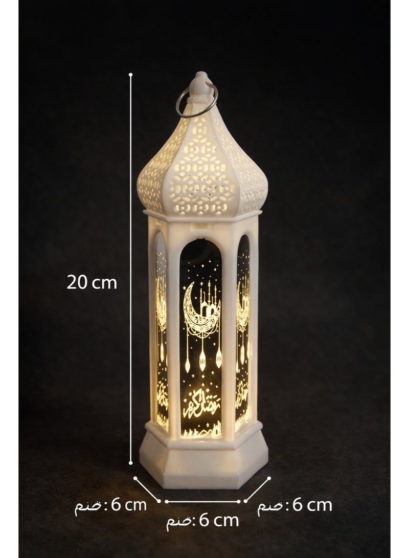 فانوس رمضان LED ديكور منزلي أبيض + أسود – موديل K06-134 – طقم قطعتين – مقاس 20 × 6 × 6 سم - Image 3