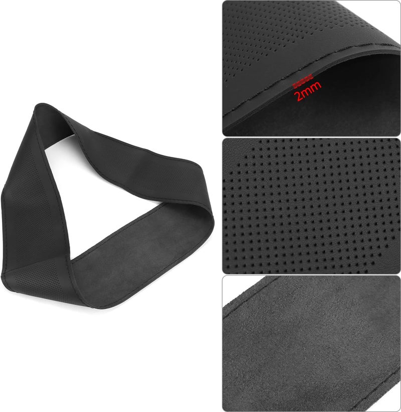 QWORK ® Universal Car Steering Wheel Cover 37-38cm Steering Wheel Cover with Needle and Thread Sewing Car Steering Wheel Cover - Image 2