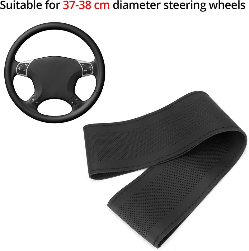 QWORK ® Universal Car Steering Wheel Cover 37-38cm Steering Wheel Cover with Needle and Thread Sewing Car Steering Wheel Cover - Image 4