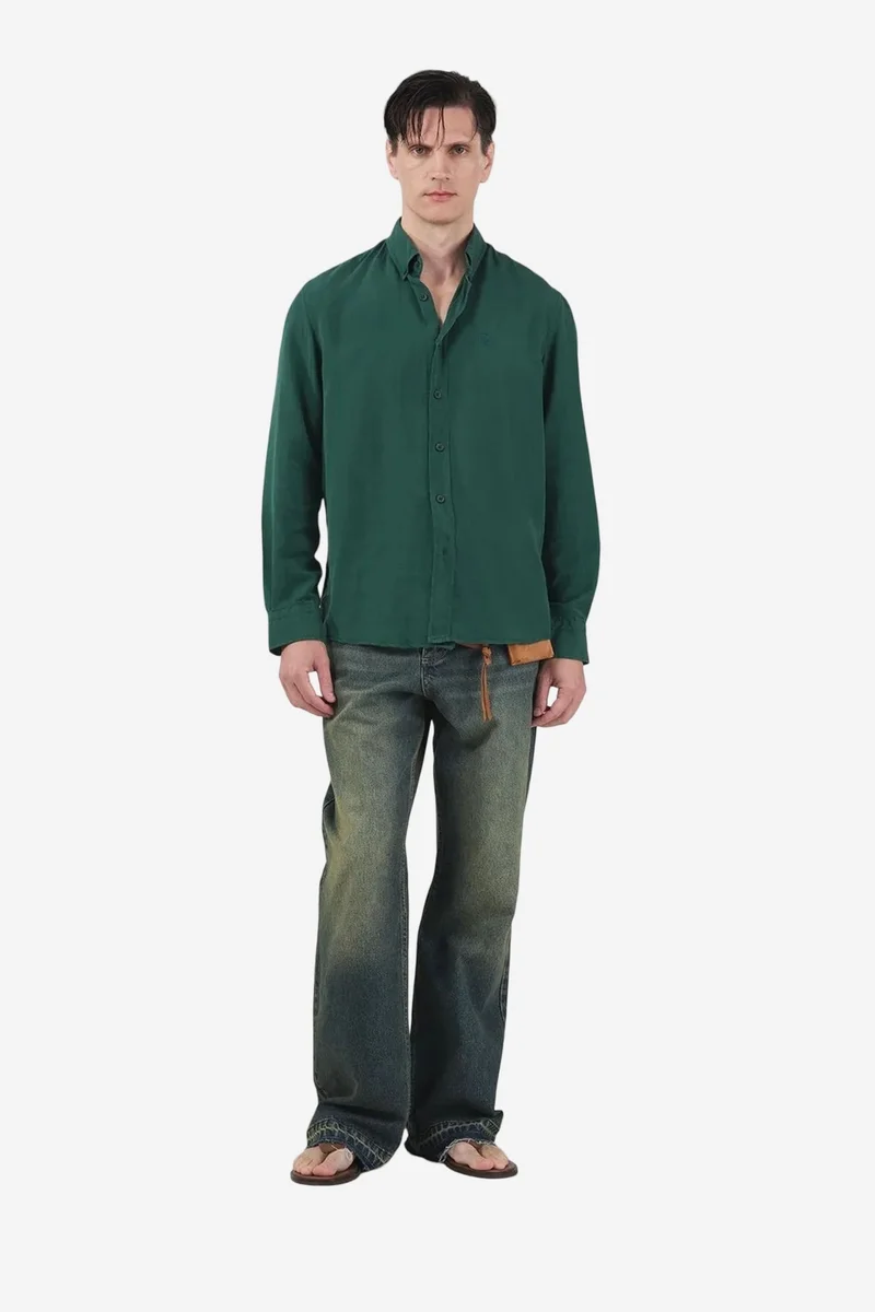 GIESTO Casual Long Sleeve Tencel Button-Up Shirt