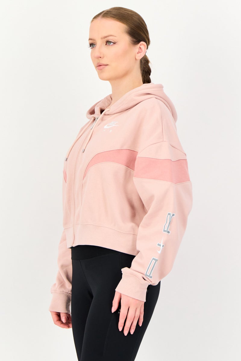 Nike جاكيت رياضي نسائي بأكمام طويلة وقبعة للخارج، خوخي - Image 2