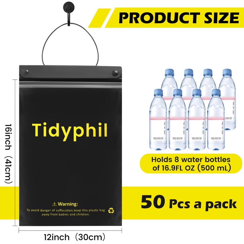 Tidyphil 150 PCS Disposable Car Trash Bags Hanging, Leak-proof, Odor Seal. 2 Gallon Car Garbage Bags, Big Capacity. Independent of Car Trash Can, Easy Stick-On Car trash Bin for Car, SUV, Truck, Stroller.Black - Image 3
