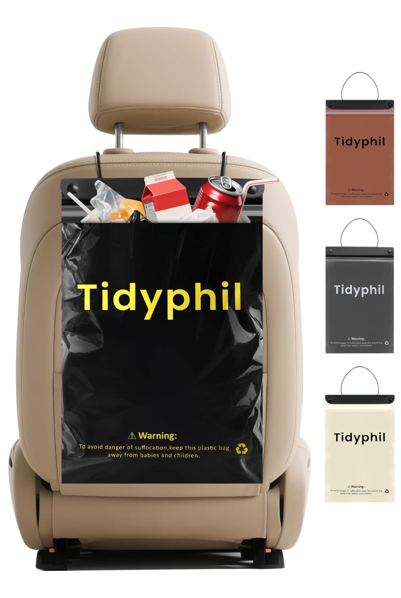 Tidyphil 150 PCS Disposable Car Trash Bags Hanging, Leak-proof, Odor Seal. 2 Gallon Car Garbage Bags, Big Capacity. Independent of Car Trash Can, Easy Stick-On Car trash Bin for Car, SUV, Truck, Stroller.Black - Image 1