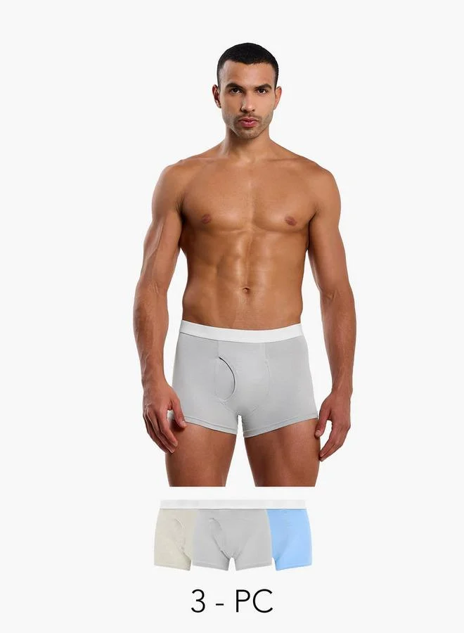 Splash FAV Men Contrast Waistband Cotton Blend Trunks - Pack of 3