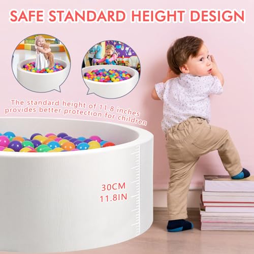 COZYTRAUM Foam Ball Pit 354x 118 Ball Pits for Toddlers Soft Round Kiddie Baby Ball Pool for Kids Ideal Gift for Babies Indoor Outdoor Game Balls not Included White - Image 5