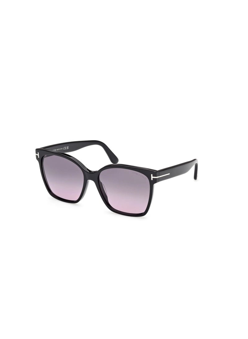 توم فورد نظارات شمسية نسائية من توم فورد طراز Iris-02 FT1312 01B بإطار كامل بتصميم فراشة - Image 1