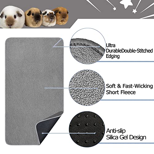 GINIDEAR Guinea Pig Cage Liner, 4 Pack - Washable, Reusable, Leakproof Fleece Bedding Pads for Small Animals with Anti-Slip Bottom - for 15''X29'' Area, Gray - Image 4