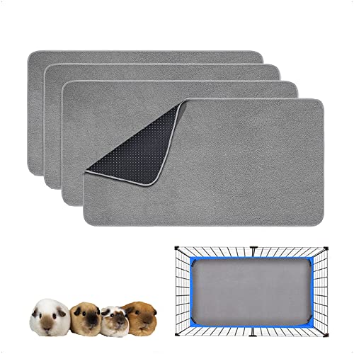 GINIDEAR Guinea Pig Cage Liner, 4 Pack - Washable, Reusable, Leakproof Fleece Bedding Pads for Small Animals with Anti-Slip Bottom - for 15''X29'' Area, Gray - Image 1