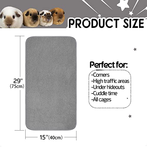 GINIDEAR Guinea Pig Cage Liner, 4 Pack - Washable, Reusable, Leakproof Fleece Bedding Pads for Small Animals with Anti-Slip Bottom - for 15''X29'' Area, Gray - Image 3