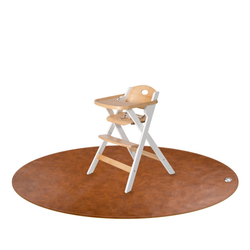 Linkidea Vegan Leather Splat Mat for Under High Chair - Floor Protector for Kids, Reusable Infant Food Splash Spill Mat, Portable Picnic Blanket Outdoor (Brown) - Image 5