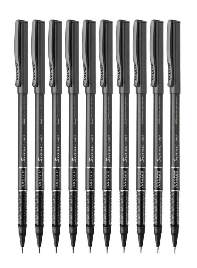 Hauser Sonic X Gel Pen Card Pack | Water Proof Ink For Smooth Flow System | Comfortable Grip With Smudge Free Writing | Sturdy Refillable Pen | Black Ink, Set Of 10 Pens x 4 Packs - Image 1