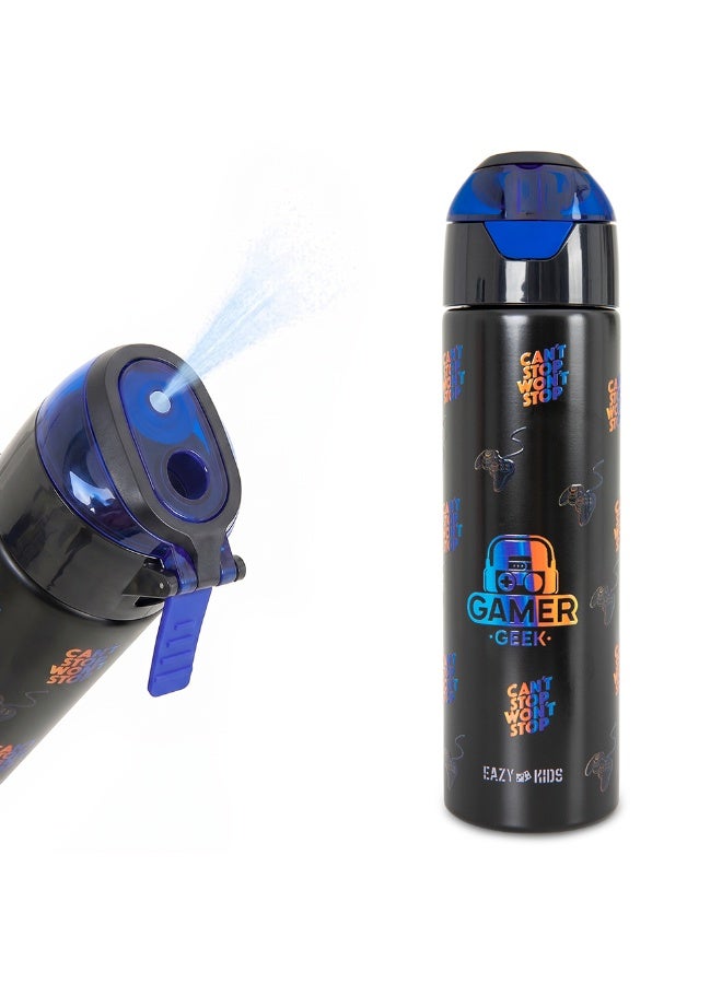 Eazy Kids Personalized - Insulated Stainless Steel Water Bottle w/Spray , Gamer 640ml Black - Image 2