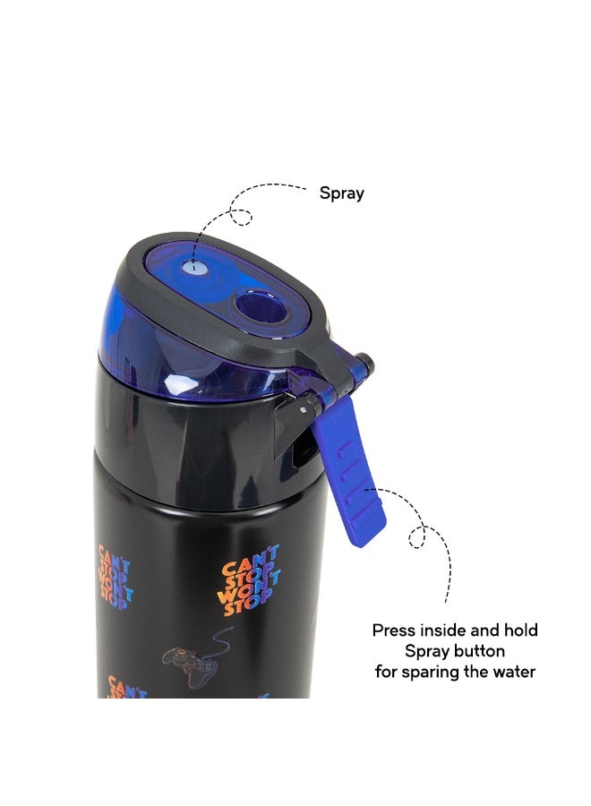 Eazy Kids Personalized - Insulated Stainless Steel Water Bottle w/Spray , Gamer 640ml Black - Image 5