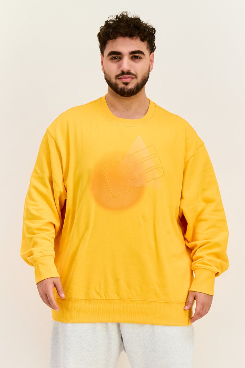 ESPRIT Men Ribbed Neck Embroidered Logo Long Sleeves Sweatshirt, Orange - Image 1