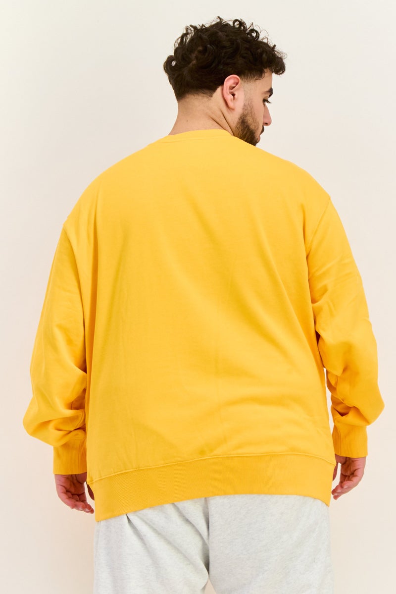 ESPRIT Men Ribbed Neck Embroidered Logo Long Sleeves Sweatshirt, Orange - Image 3