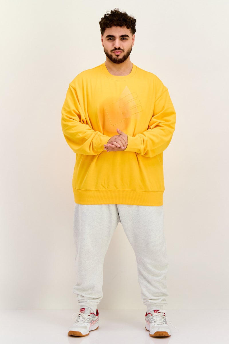 ESPRIT Men Ribbed Neck Embroidered Logo Long Sleeves Sweatshirt, Orange - Image 4