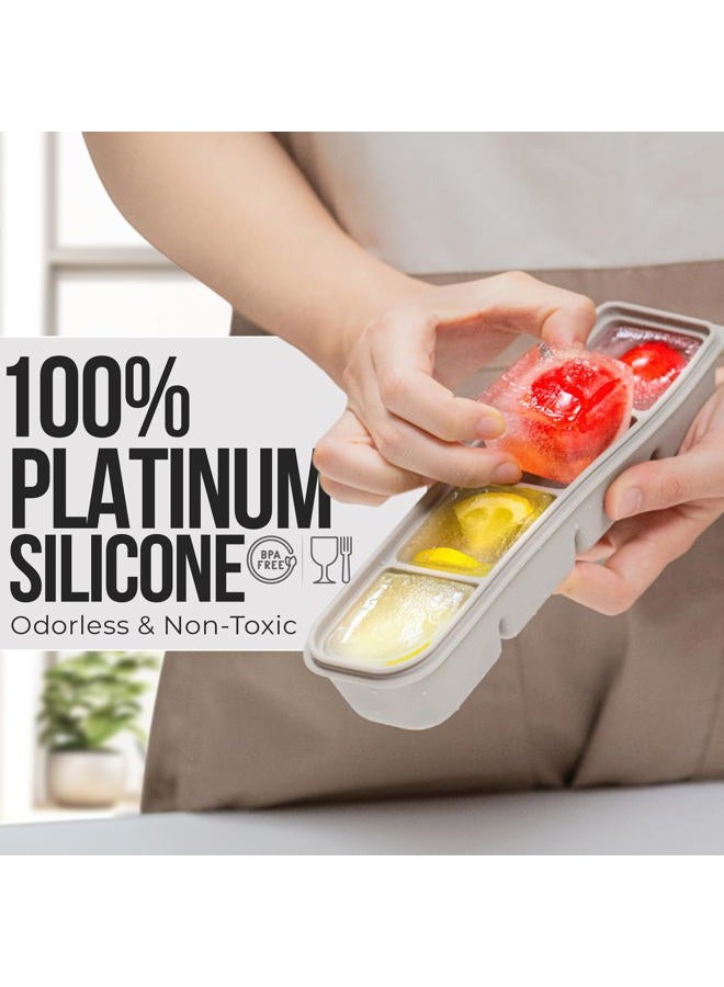 Firgi Silicone Ice Cube Freezer Tray with Lid, 100% Food-Grade Platinum Silicone,Leak Resistance & Dishwasher Safe for Baby Food Prep,Breast Milk,Purees - Korean Made (4 Sets 1.7 oz/4 Sections) - Image 4