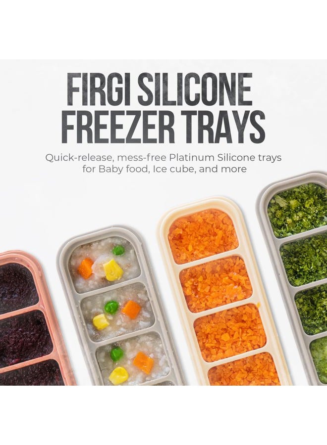 Firgi Silicone Ice Cube Freezer Tray with Lid, 100% Food-Grade Platinum Silicone,Leak Resistance & Dishwasher Safe for Baby Food Prep,Breast Milk,Purees - Korean Made (4 Sets 1.7 oz/4 Sections) - Image 2