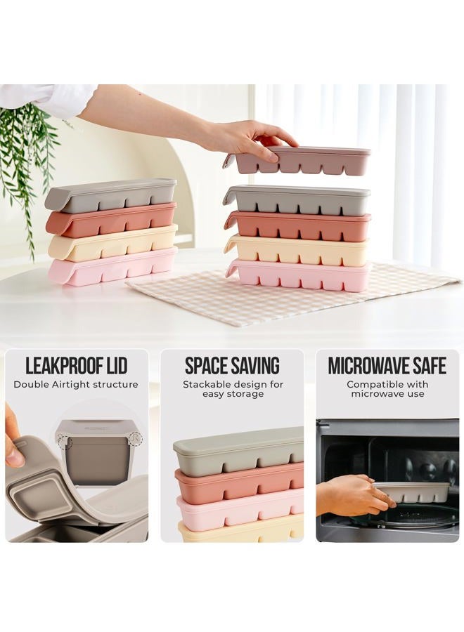 Firgi Silicone Ice Cube Freezer Tray with Lid, 100% Food-Grade Platinum Silicone,Leak Resistance & Dishwasher Safe for Baby Food Prep,Breast Milk,Purees - Korean Made (4 Sets 1.7 oz/4 Sections) - Image 5