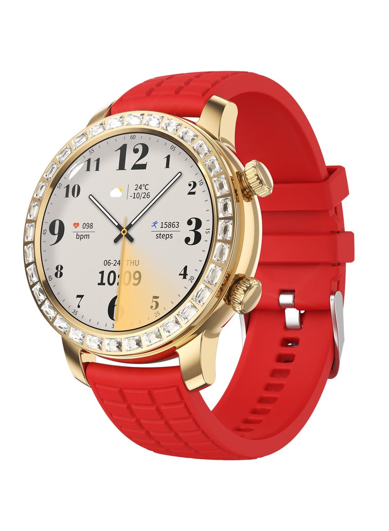 AROAQ Z95 Smart Watch, Waterproof HD AMOLED Mini Smart Watch With Two Straps, Gesture Answering Health Monitoring Full Touch Fitness Tracker Watch With Multiple Sports Modes, (Red) - Image 1