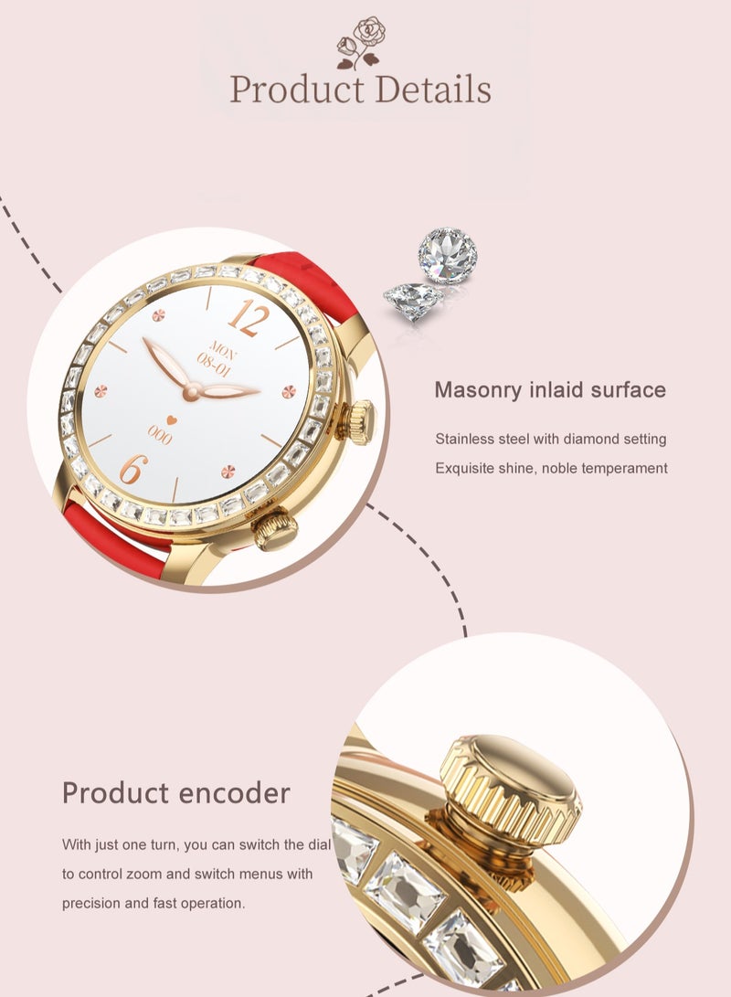 AROAQ Z95 Smart Watch, Waterproof HD AMOLED Mini Smart Watch With Two Straps, Gesture Answering Health Monitoring Full Touch Fitness Tracker Watch With Multiple Sports Modes, (Red) - Image 2