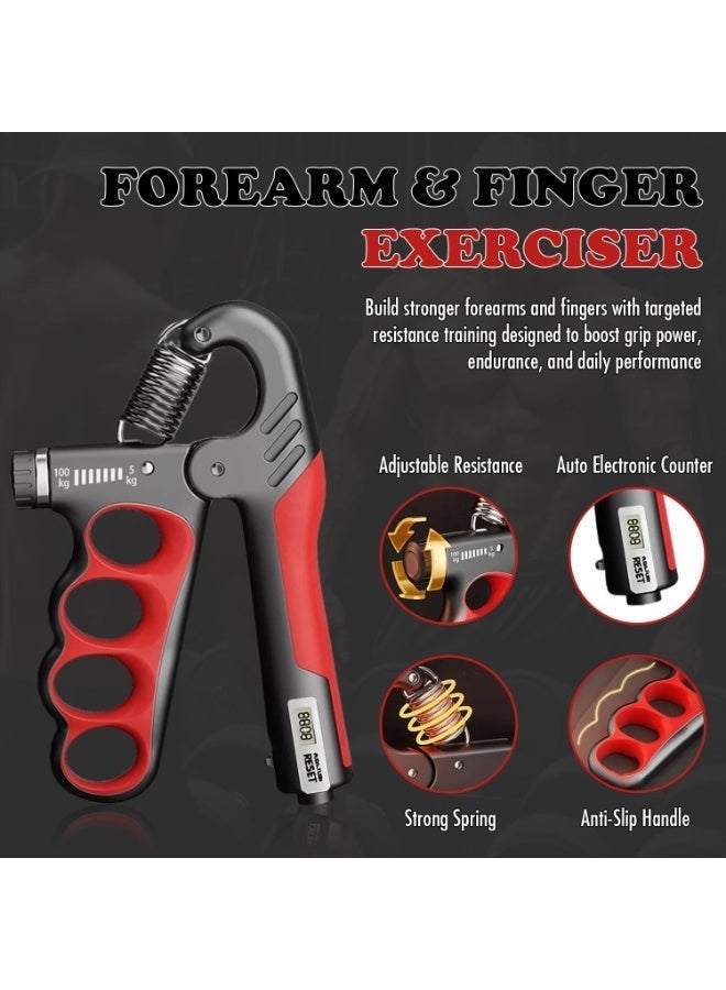 Adjustable Hand Grip Strengthener 5-100KG | Forearm Trainer with Automatic Counter & Ergonomic Grip | Hand Gripper for Athletes, Musicians, Rock Climbers & Injury Recovery - Image 3