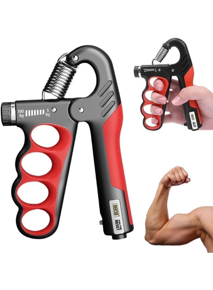 Adjustable Hand Grip Strengthener 5-100KG | Forearm Trainer with Automatic Counter & Ergonomic Grip | Hand Gripper for Athletes, Musicians, Rock Climbers & Injury Recovery - Image 1