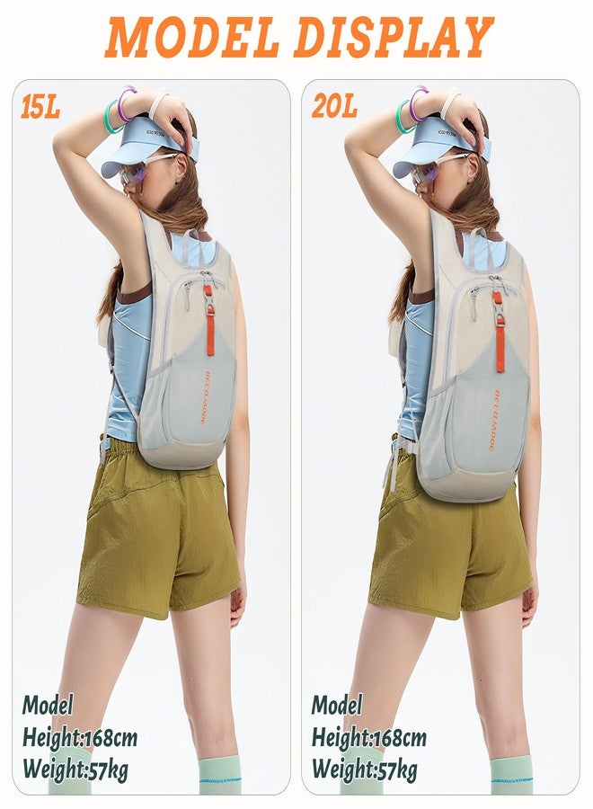 BECOJADDE 15L Small Hiking Backpack for Men Women Foldable Packable Back Pack Ultralight Hiking Daypack for Travel Camping Outdoor, Beige - Image 5