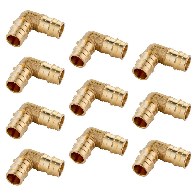 Pack of 10 EFIELD Pex A Full Flow Expansion Brass Fitting 12x 12 Elbow ONLY For PexA Tubing Connection ASTM F1960PEX1960033