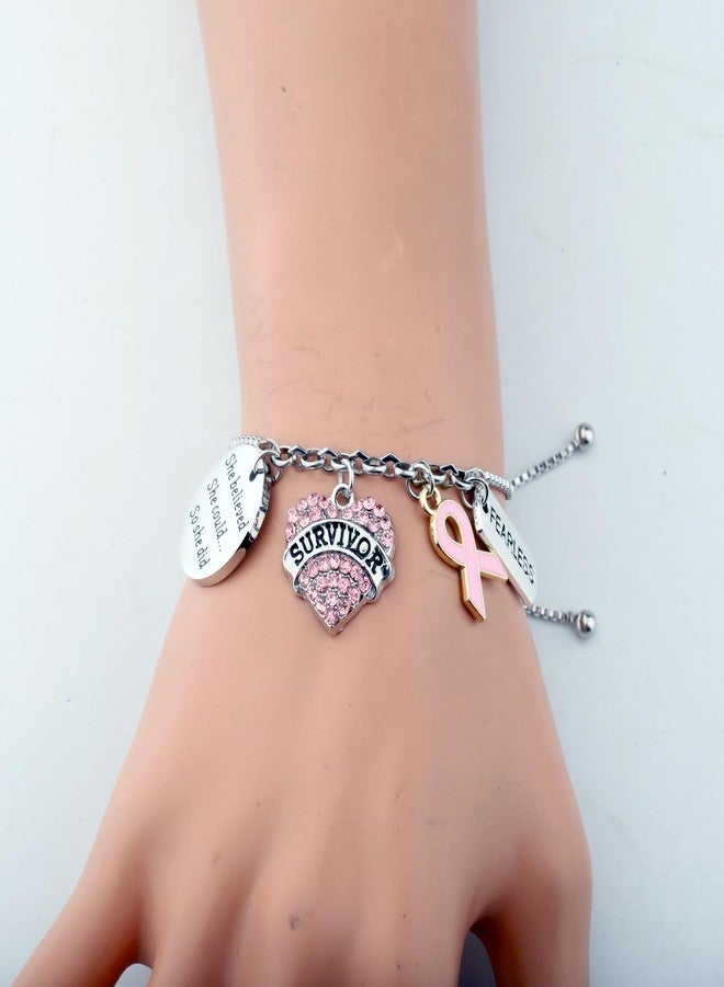 PLITI Breast Cancer Awareness Gift Breast Survivor Gift She Believed She Could So She Did Bracelet For Cancer Fighter (believed survivor bg) - Image 3