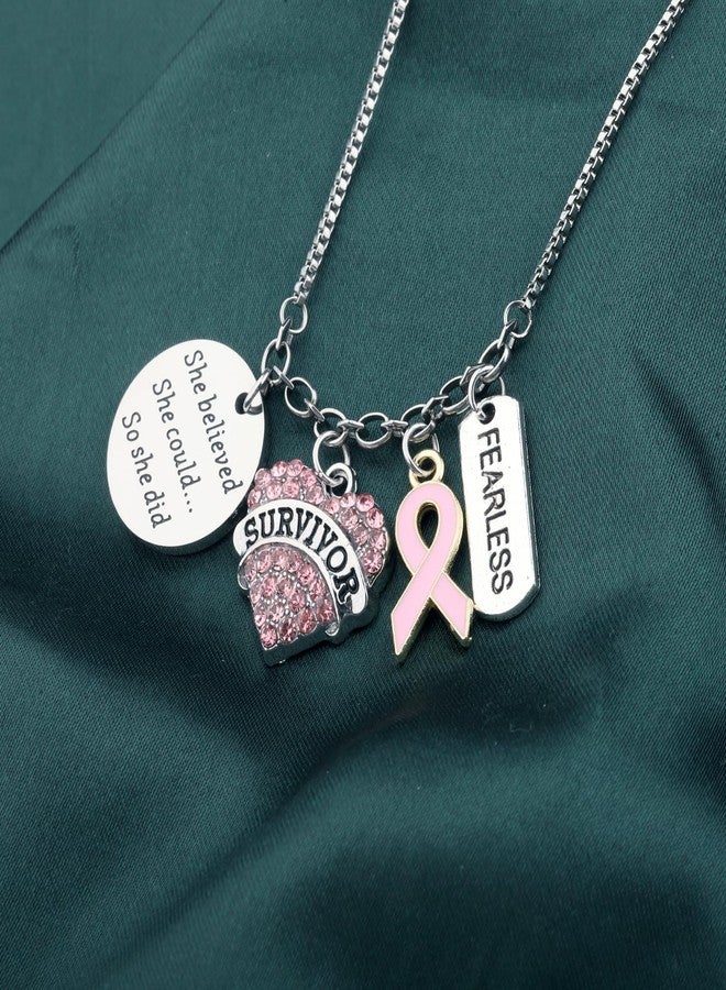 PLITI Breast Cancer Awareness Gift Breast Survivor Gift She Believed She Could So She Did Bracelet For Cancer Fighter (believed survivor bg) - Image 5