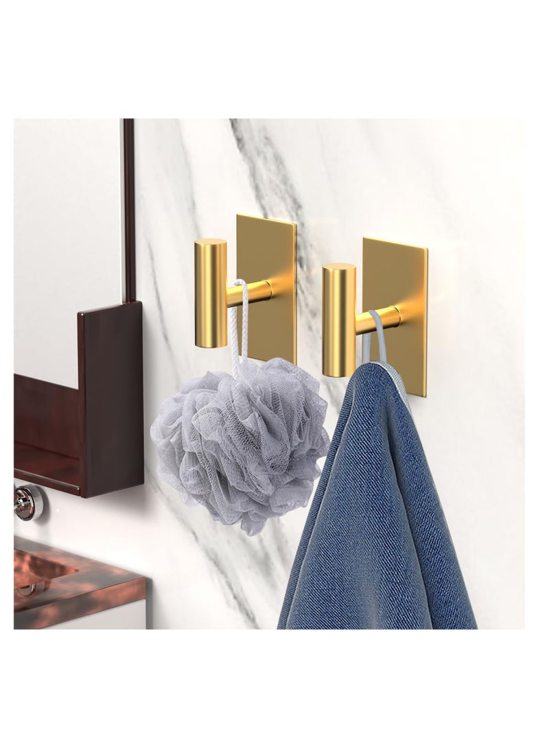 SYOSI Adhesive Hooks, 4 Pcs Heavy Duty Wall Stainless Steel Door Hooks for Hanging Coat, Hat, Towel, Robe, Key, Clothes, Closet Hook Wall Mount(Gold)  - Image 5