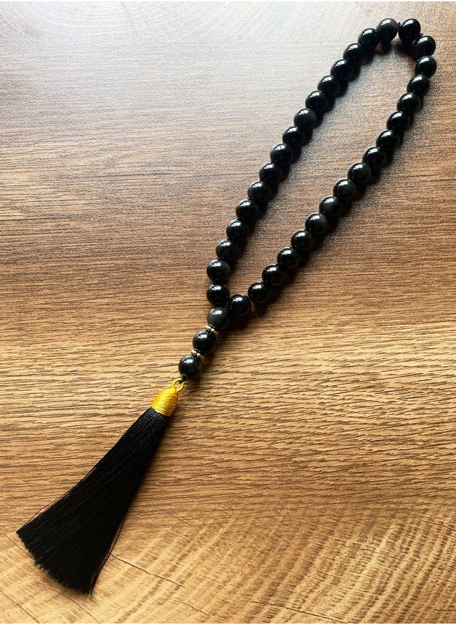 WooFree 33 Count Prayer Beads Black Obsidian  - Image 1