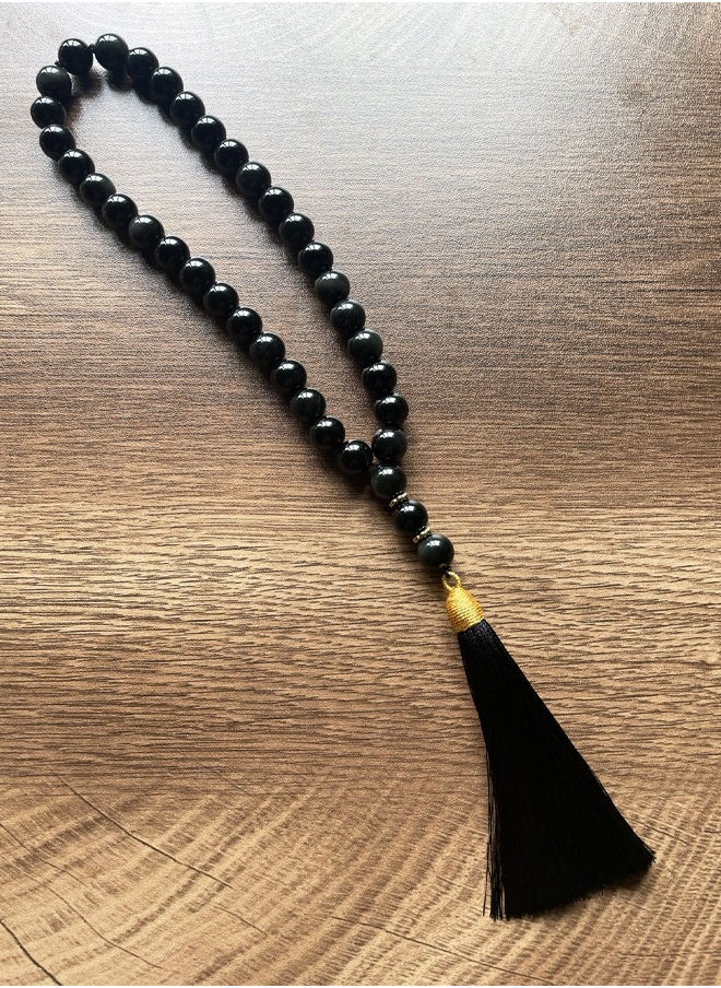 WooFree 33 Count Prayer Beads Black Obsidian  - Image 2