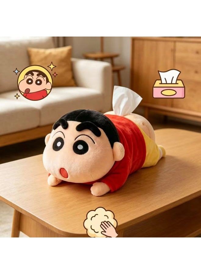 Crayon Shin-chan Plush Tissue Holder, Desktop & Car Headrest Tissue Box, Soft Short-Pile Fabric - Image 2