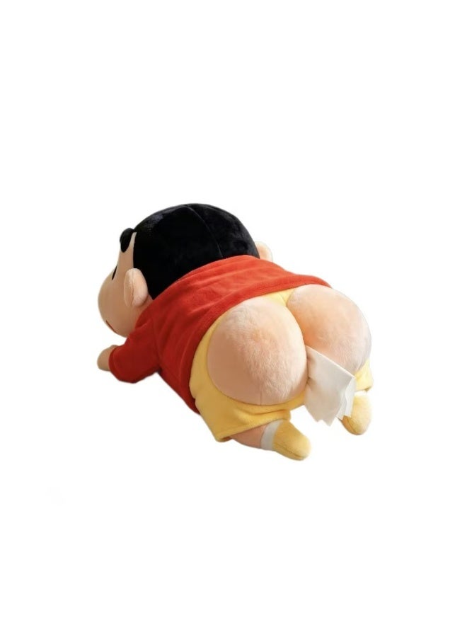 Crayon Shin-chan Plush Tissue Holder, Desktop & Car Headrest Tissue Box, Soft Short-Pile Fabric - Image 1