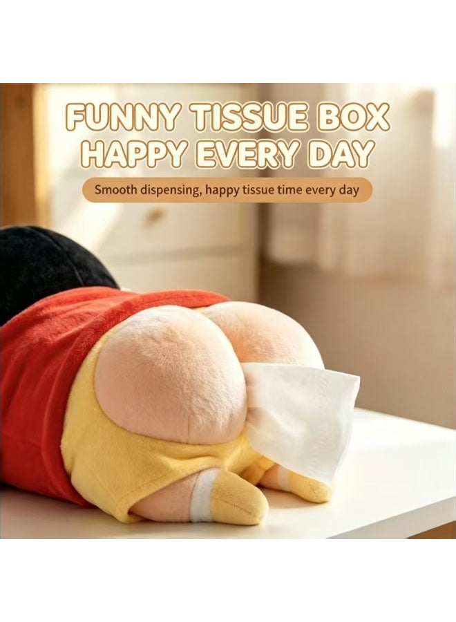 Crayon Shin-chan Plush Tissue Holder, Desktop & Car Headrest Tissue Box, Soft Short-Pile Fabric - Image 4