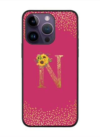 Rugged Black edge case for Apple iPhone 14 Pro, Slim fit Thin Cover -  Custom Monogram Initial Letter Mandala Floral Pattern Alphabet- N  (Dark Pink Rose ) - pzsku/ZB889B140923264C2535DZ/45/_/1704954821/834dca91-1b1b-48e1-a5e2-b8e9d322c8c0