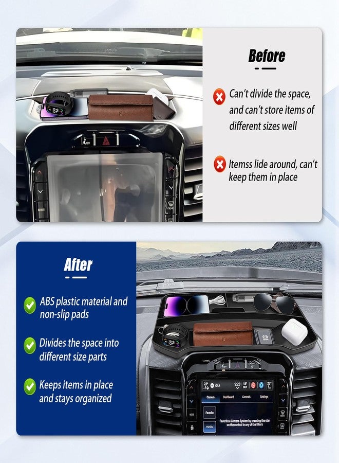 Ryansunoro 12 Inch Screen Dashboard Storage Organizer Compatible with Dodge RAM 1500 2019-2025, Anti-Slip Silicone Dashboard Tray Replacement Accessories - Image 3