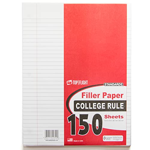 Top Flight Filler Paper, 10.5 x 8 Inches, College Rule, 150 Sheets (12302) - Image 1