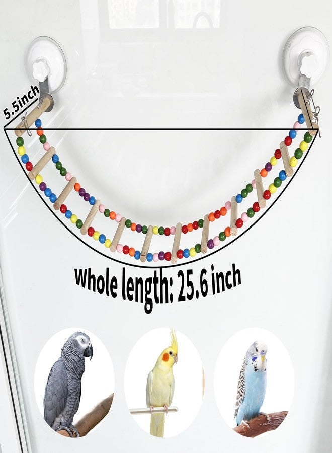 FlidRunest Suction Cup Wooden Bird Perch Stand Toy, Colorful Bird Parrot Ladder Bridge Toys for Window/Bath/Car, Climbing Ladder for Parrot, Lovebird, Parakeet, Budgie - Image 4