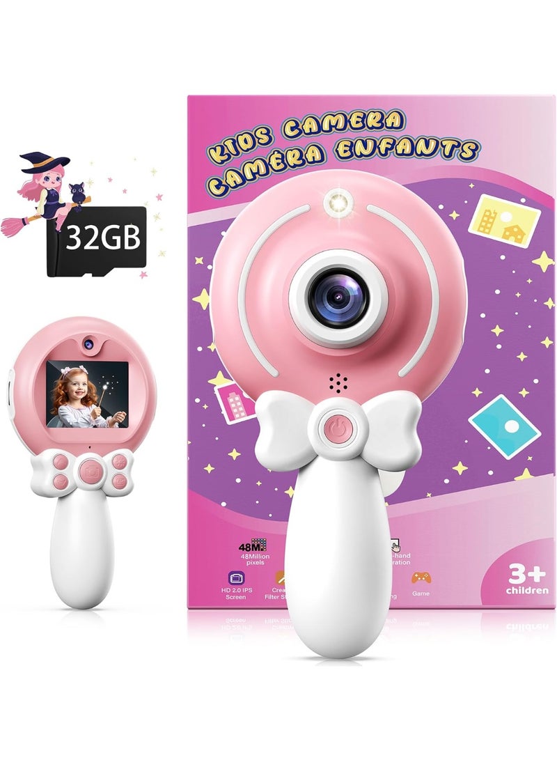 Kids Digital Camera Toy for Girls with Magic Wand Design, Pink, 32GB SD Card - Image 3