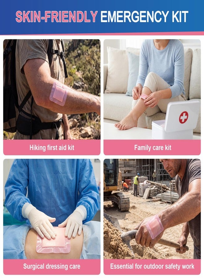 OUJEALEE Silicone Foam Dressing, with Border, FSA or HSA-Soft Pink Color | Ultra-Gentle Skin Adhesive | Super Absorbent Wound Pad | Pain-Free Removal for Sensitive Skin (5"×5" - Image 2