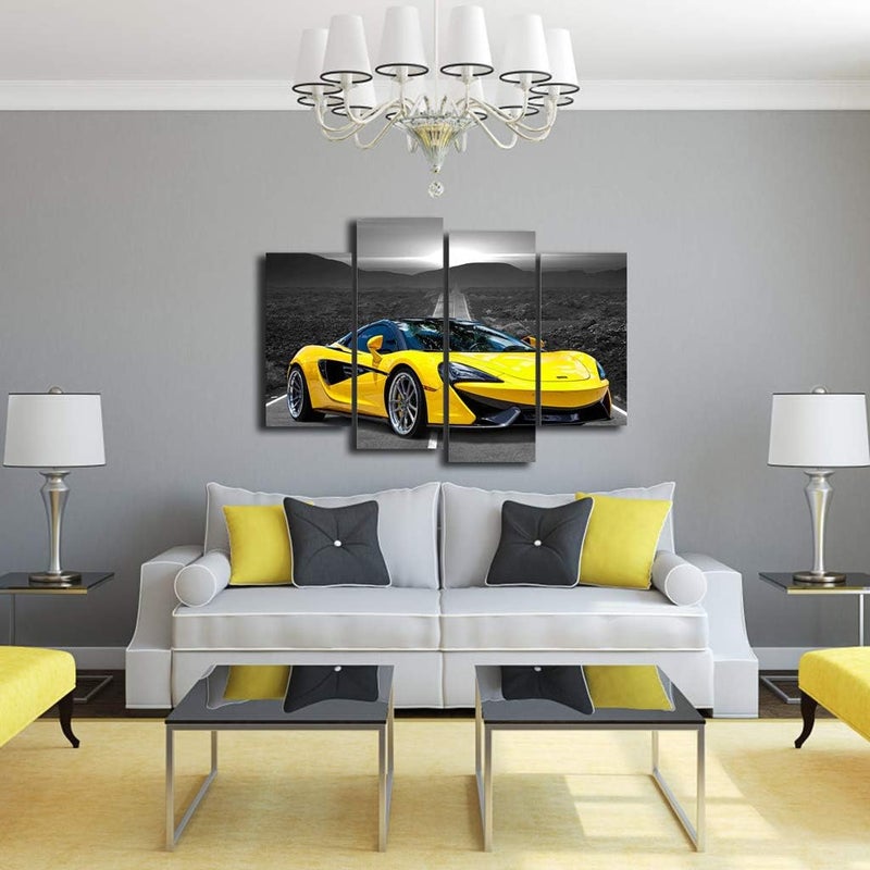 Meigan Art Yellow Sports Car Canvas Wall Art - Image 5