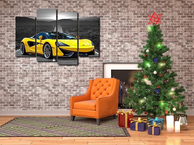 Meigan Art Yellow Sports Car Canvas Wall Art - Image 4